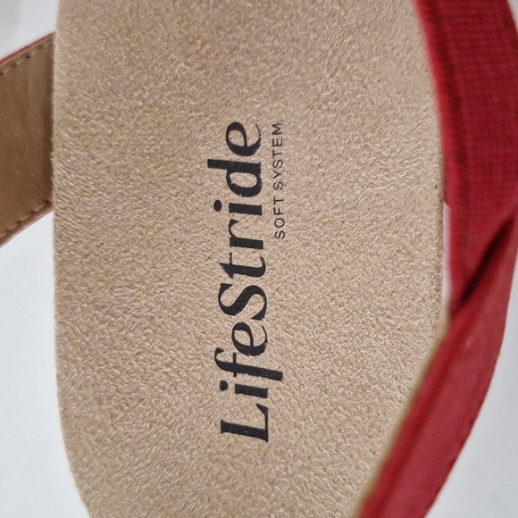 Life Stride (NEW) Red Mallory Stretch Strappy Wedge Comfort Sandals Size 9.5 - Picture 10 of 11